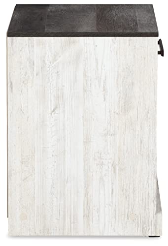 Signature Design by Ashley Shawburn 1 Drawer Night Stand Nightstand, Whitewash & Gray Signature Design by Ashley