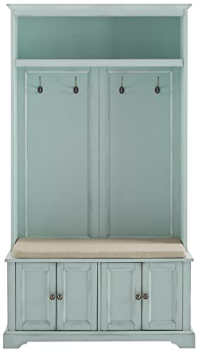 Crosley Furniture Holbrook Hall Tree, Distressed Seafoam Blue - WoodArtSupply