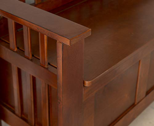 Linon Walnut Split Seat Storage Bench for Foyers and Mudrooms Linon