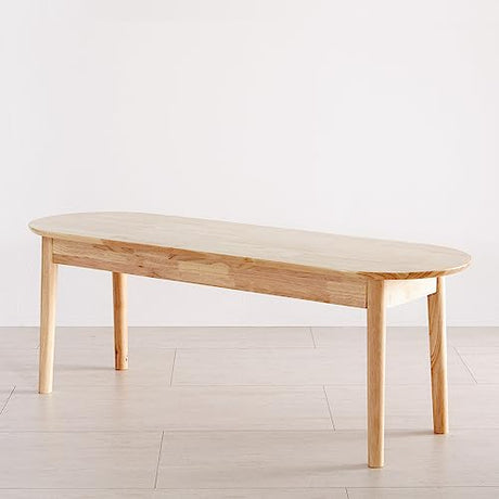 Livinia Aslan 47" Malaysian Oak Round Wooden Dining Bench/Solid Wood Bedroom Entry Way Kitchen Corridor Bench (Natural Oak) Livinia