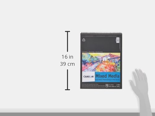 Canson Artist Series Mixed Media Paper, Wirebound Pad, 11x14 inches, 20 Sheets (138lb/224g) - Artist Paper for Adults and Students - Watercolor, Gouache, Graphite, Ink, Pencil, Marker Canson