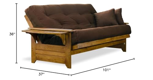 Nirvana Futons Brentwood Tray Arm Queen Size Wood Futon Frame - Heritage Finish Nirvana Futons