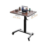 RJYYYDS Foldable Manual Crank Standing Desk, Adjustable Sit-Stand Office Desk with Movable Wheels, Easy to Install for Home and Office,Brown-One Size RJYYYDS