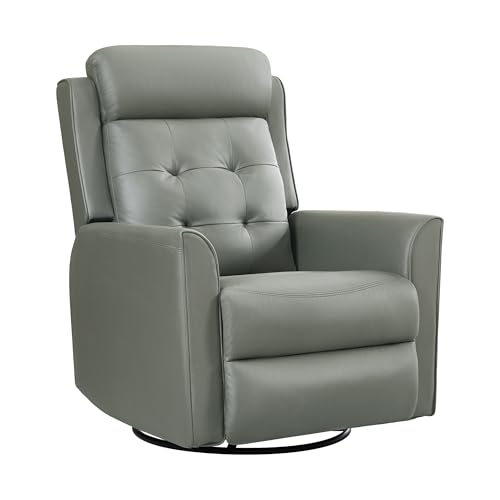 choairy Swivel Rocker Recliner Chair for Adults, Recliner Chairs for Small Spaces, Faux Leather Manual Reclining Sofa Chair, Comfy Soft Nursery Rocking Chair for Living Room， Olive Green