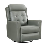choairy Swivel Rocker Recliner Chair for Adults, Recliner Chairs for Small Spaces, Faux Leather Manual Reclining Sofa Chair, Comfy Soft Nursery Rocking Chair for Living Room， Olive Green
