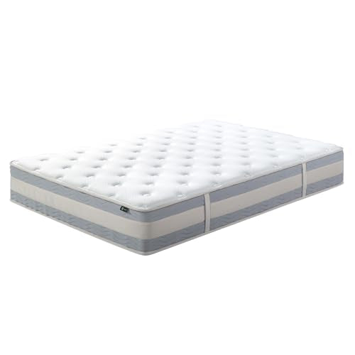 ZINUS 12 Inch Cooling Comfort Support Hybrid Mattress [New Version], Queen, Fiberglass Free, Medium Plush, Cooling Motion Isolation, Certified Safe Foams & Fabric, Mattress in A Box