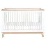 Babyletto Scoot 3-in-1 Convertible Crib with Toddler Bed Conversion Kit in White and Washed Natural, Greenguard Gold Certified babyletto