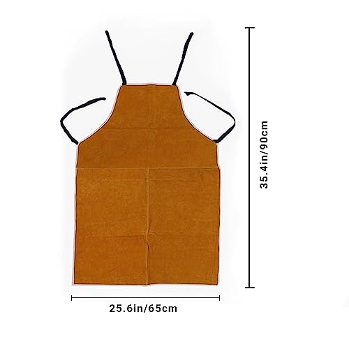 Leather Welding Work Apron,Brown Leather Apron for Men,Heat & Flame-Resistant Woodworking Apron,Adjustable Protective Work Aprons for Blacksmith/Home Improvement/Heavy Duty Work,Wear Resistance Apron Longzhuo