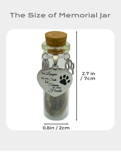Joybloks Pet Memorial Hair Keepsake Sympathy Gift for Loss of Dog or Cat, Pet Passing Away Funerary & Bereavement Remembrance Fur Glass Bottle with Heart Shape Ornaments Joybloks