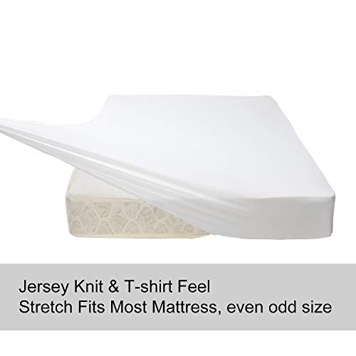 Soft Stretch Full Size Fitted Sheet Only - Jersey Knit, 4-Way Stretchy Snug Fit, Wrinkle Free & Stay in Place, No More Slipping Off for Mattress, Soft & Comfortable - White, Full N&Y HOME