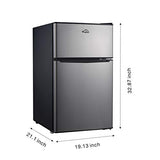 Walsh Compact Retro Refrigerator, Dual Door Mini Fridge, Energy Efficient, Adjustable Mechanical Thermostat with Freezer, Reversible Doors with leveling Front Legs, 3.1 Cu Ft, Stainless Steel Walsh