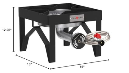 GasOne 200K BTU Propane Burner – Heavy-Duty Propane Stove – Outdoor Burner with Adjustable 0-20Psi Regulator and Steel Braided Hose – Ideal for Home Brewing, Turkey Fry