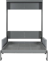 Virubi Full Murphy Bed with Couch,Wood Folding Murphy Wall Bed Cabinet with Sofa (Grey,Full) Virubi