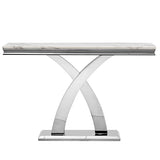 Modern Rectangular Console Table - Faux Marble Top, Stainless Steel Base for Living Room, Hallway, Bedroom, Home Office HomVent