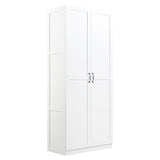 Manhtattan Comfort Hopkins Modern Freestanding Storage Closet with 7 Spacious Shelves and Soft Close Doors, Multipurpose Wardrobe Cabinet for Bedroom, 72" High, Large, White Manhattan Comfort