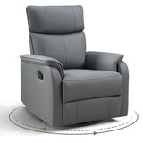 HAOMARKETS Swivel Rocker Recliner Chair, Manual Faux Leather Glider Rocking Recliners for Adults, 360° Swivel Nursery Reclining Sofa with Padded Backrest for Living Room, Grey