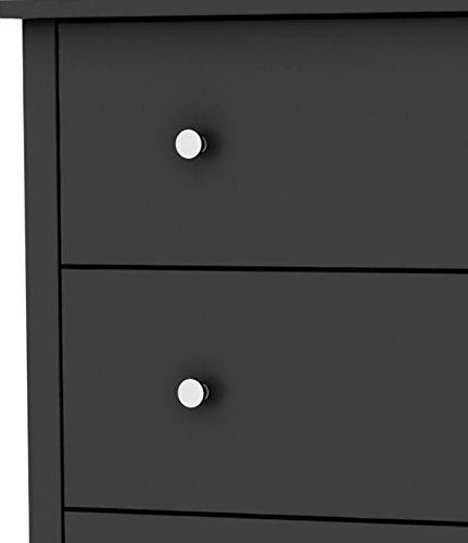 South Shore Vito Collection 5-Drawer Dresser, Black with Matte Nickel Handles, Pure Black - WoodArtSupply