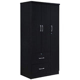 Allora 3 Door Armoire with 2 Drawers 3 Shelves in Black Allora