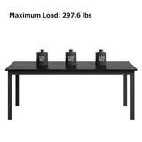 dainslef 79 Inch Industrial Dining Table, Large Rectangle Kitchen Table with Metal Legs, Round Corners, Wooden Conference Tables Writing Desk for Dining Room, Living Room, Classic Black dainslef