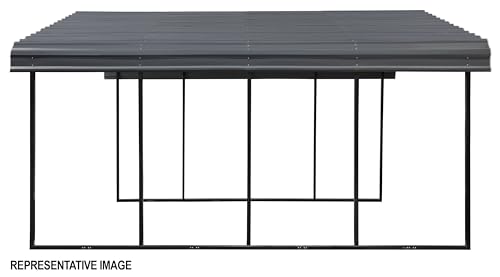 Arrow Carports Galvanized Steel Carport, Double Car Metal Carport Kit, 20' x 24' x 9', Charcoal Arrow Shed