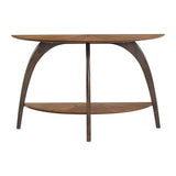 Martin Svensson Home LAX Two-Tone 48-Inch Caramel Brown Half-Moon Wood Sofa Console Table with Walnut Legs and Shelf Storage Martin Svensson Home