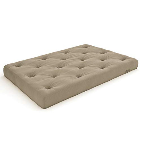 Nirvana Futons Plush, Comfortable 8-Inch Queen Futon Mattress, Khaki Twill - Made in USA Nirvana Futons