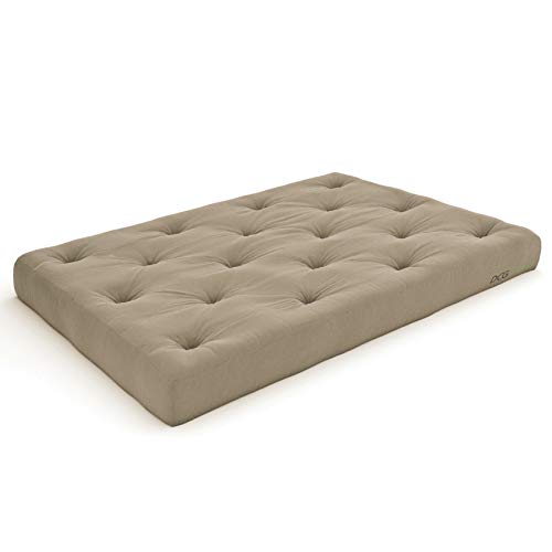 Nirvana Futons Plush, Comfortable 8-Inch Queen Futon Mattress, Khaki Twill - Made in USA