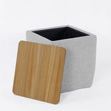 HomePop Home Decor Storage Ottoman with Wood Top|Upholstered Modern Square Storage Ottoman with Storage for Living Room & Bedroom, Gray Woven HomePop