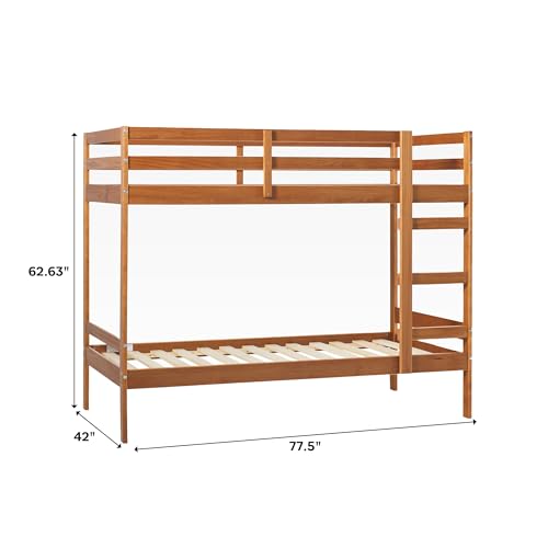 Caramel Twin-Size Children's Bunk Bed Frame by Walker Edison - WoodArtSupply