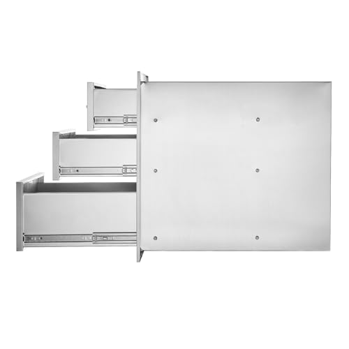 VEVOR 18x23 Inch Outdoor Kitchen Stainless Steel Triple Access BBQ Drawers with Chrome Handle, 18 x 20.5 x 23 Inch VEVOR