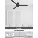 Hunter - Presto Indoor Low Profile Ceiling Fan, Wall Control, 52-inch, Matte Black, Casual-style, 3-speed WhisperWind Motor, 52407, for living rooms, bedrooms, home offices, kitchens Hunter