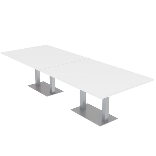 SKUTCHI DESIGNS INC. 10 Person Conference Table with Metal Bases | Modular Rectangular Table | Harmony Series | 10' | White - WoodArtSupply