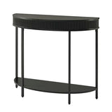 unipaws Fluted Half Moon Console Table, Modern 2-Tier Black Entryway Console, Sofa Back Table for Living Room, Hallway & Foyer (36" Width) unipaws