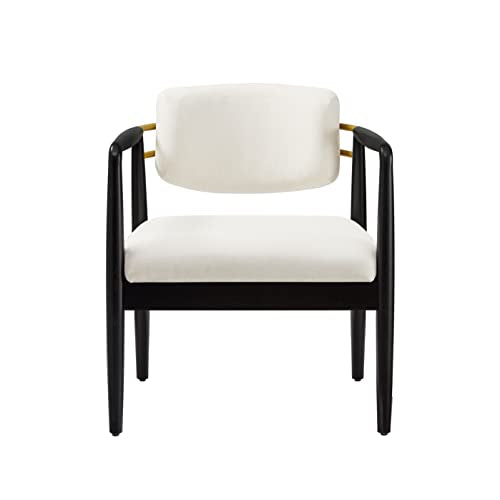 Ball & Cast Modern Accent Chair Upholstered Club Chair Comfy Side Armchair with Wooden Frame, Ivory Ball & Cast