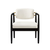 Ball & Cast Modern Accent Chair Upholstered Club Chair Comfy Side Armchair with Wooden Frame, Ivory Ball & Cast