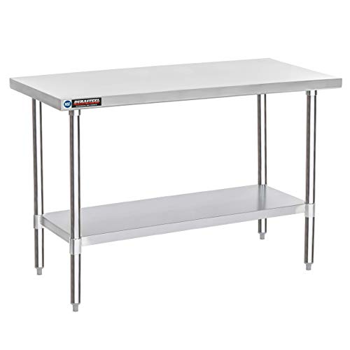 DuraSteel 24x60 Inch Stainless Steel Table - Kitchen Island Workstation with Adjustable Shelf - NSF Certified Work Table - Cooking & Laundry Prep DuraSteel