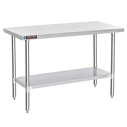 DuraSteel 24x60 Inch Stainless Steel Table - Kitchen Island Workstation with Adjustable Shelf - NSF Certified Work Table - Cooking & Laundry Prep - WoodArtSupply