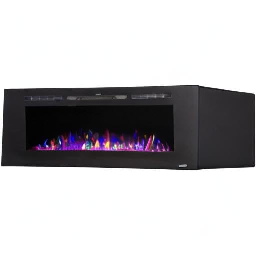 Touchstone Smart Electric Fireplace-The Sideline® 60 Inch Wide-in Wall Recessed-30 Realistic Ember Color/Flame Options-1500W Heater w/Thermostat-Black-Log & Crystal Hearth Options -Alexa/WiFi Enabled