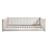 Porch Daybed Swing Outdoor Wooden Swing Bench, Patio Hanging Swing Chair Swinging Bed for Garden, Backyard, Deck, White NCKMYB