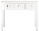 SAFAVIEH Home Collection – Cindy White Console Table with Three Drawers, French Farmhouse Storage Console, Tapered Leg Design (AMH6568C) SAFAVIEH