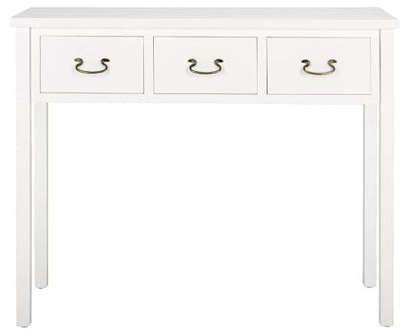 SAFAVIEH Home Collection – Cindy White Console Table with Three Drawers, French Farmhouse Storage Console, Tapered Leg Design (AMH6568C) SAFAVIEH