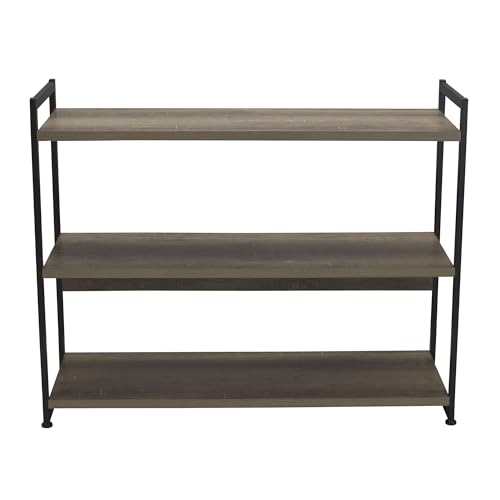Household Essentials Ashwood 3 Tier Storage Shelf with Metal, Grey Shelves – Black Frame Household Essentials