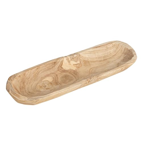 Creative Co-Op Paulownia Wood Oval Bowl | Brown | 22.75" L x 6" W x 3.25" H | Creative Co-Op