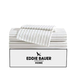 Eddie Bauer - Twin Sheet Set, Cotton Percale Bedding Set, Super Soft and Bedding Set, Oeko-Tex Certified (Essential Stripe Beige, Twin) Eddie Bauer