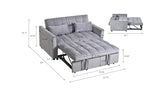Yeehacc 3 in 1 Convertible Sleeper Sofa Bed, Pull Out Couch Loveseat Futon, Adjustable Backrest Velvet Sofa with Pillows and Side Pockets for Living Room Apartment, Light Grey Yeehacc