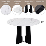 Merax 5-Piece Round Dining Table Set, Modern 4 Upholstered Chairs for Living,Kitchen Room, 43 Inch, Beige+White Merax