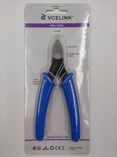 VCELINK Small Wire Cutter Spring-loaded GJ706BL, Precision Flush Cutter Pliers Diagonal Cutters for Electronics, Jewelry Making, Model Craft and 3D Printer, 5-Inch - WoodArtSupply