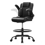 500 lbs Drafting Chair Tall Office Chair with Flip-up Armrests for Standing Desk Executive Ergonomic Computer Leather Desk Chair with Lumbar Support, Adjustable Foot Ring for Home or Drawing Use BOSMILLER
