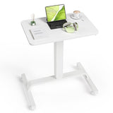 KINGSMITH Height Adjustable Mobile Standing Desk with 360° Swivel Casters, 29"-45" Pneumatic Rolling Desk on Wheels, Perfect for Home Office, Bedroom, Living Room, White KINGSMITH