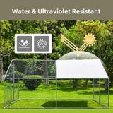 Outdoor Metal Chicken Coop,Metal Chicken Coop with Run,Walk-in Poultry Cage Spire-Shaped Chicken Run with Waterproof and Anti-Ultraviolet Cover for Outside,Backyard and Farm,19.6'x9.8'x6.4' HOOYEAH